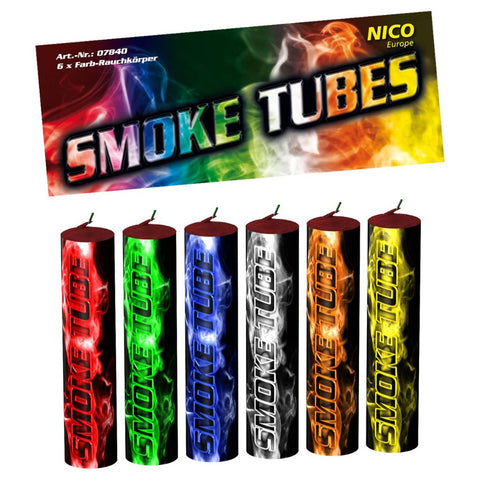 Tubes à fumée, différentes couleurs, lot de 6