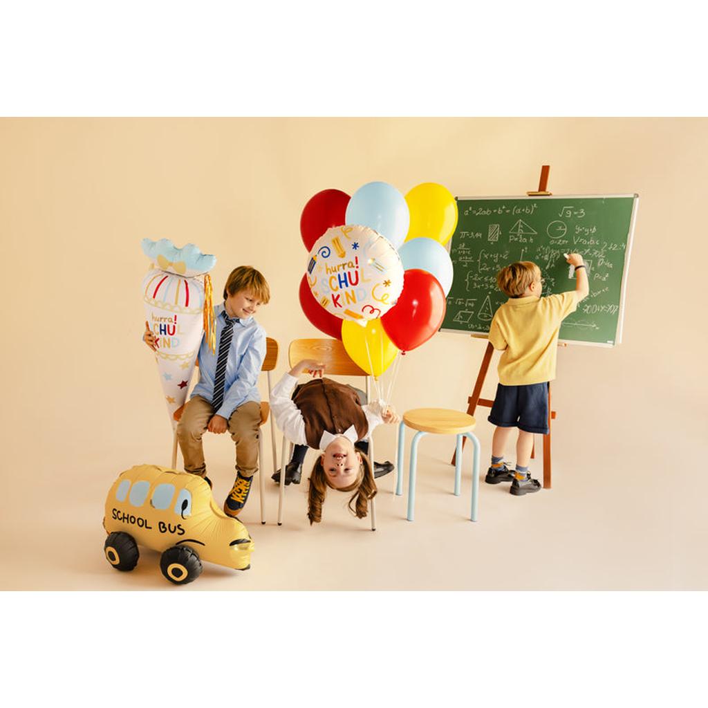 Folienballon Schultüte Hurra Schulkind, 34,5x99 cm, creme