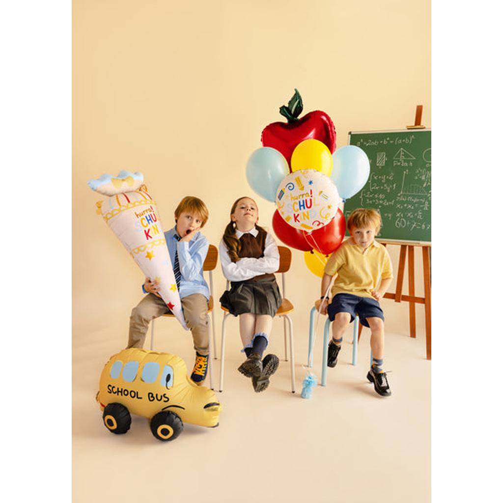 Folienballon Schultüte Hurra Schulkind, 34,5x99 cm, creme