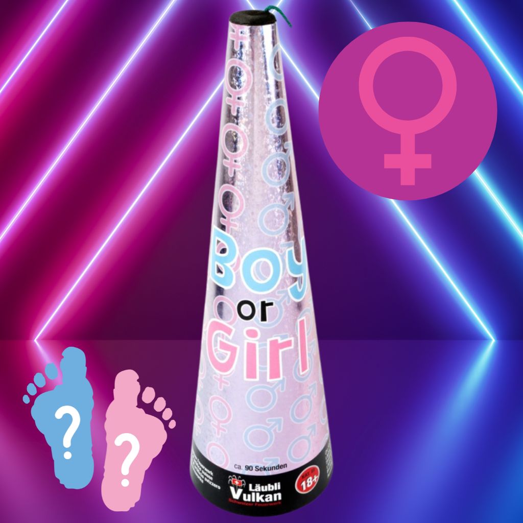 Révélation du sexe du bébé volcan Fille – Argent avec des étoiles roses