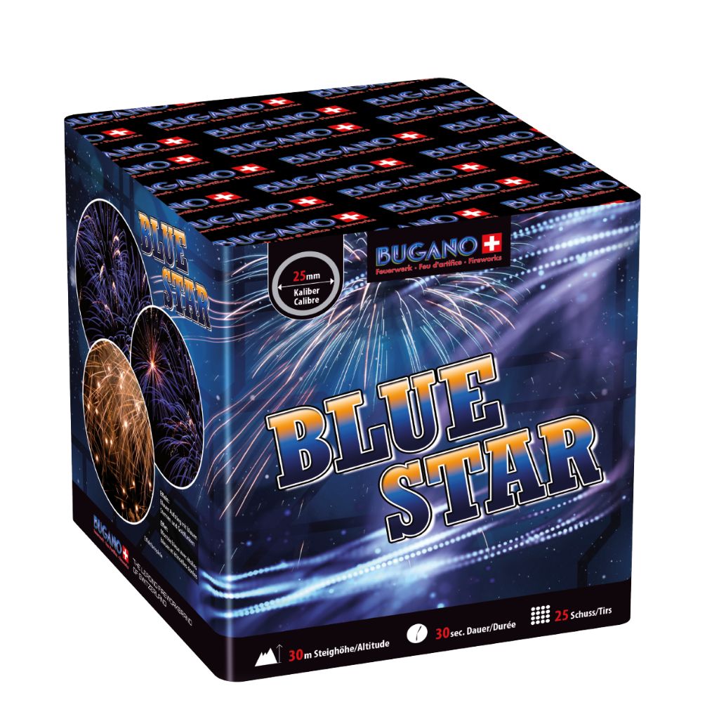 Bugano Blue Star Feuerwerksbatterie mit 25 Schuss Kategorie F3