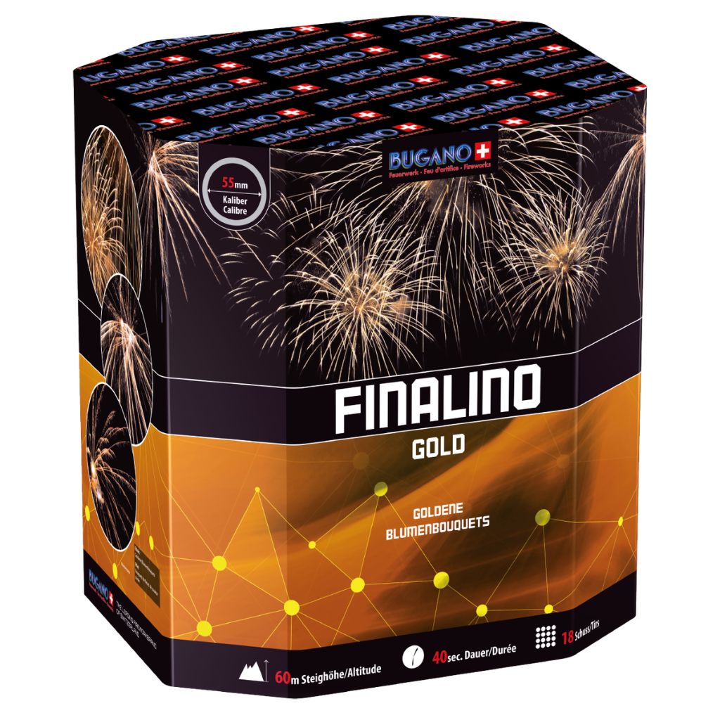 Bugano Finalino Gold Feuerwerksbatterie mit 18 Schuss Kategorie F3