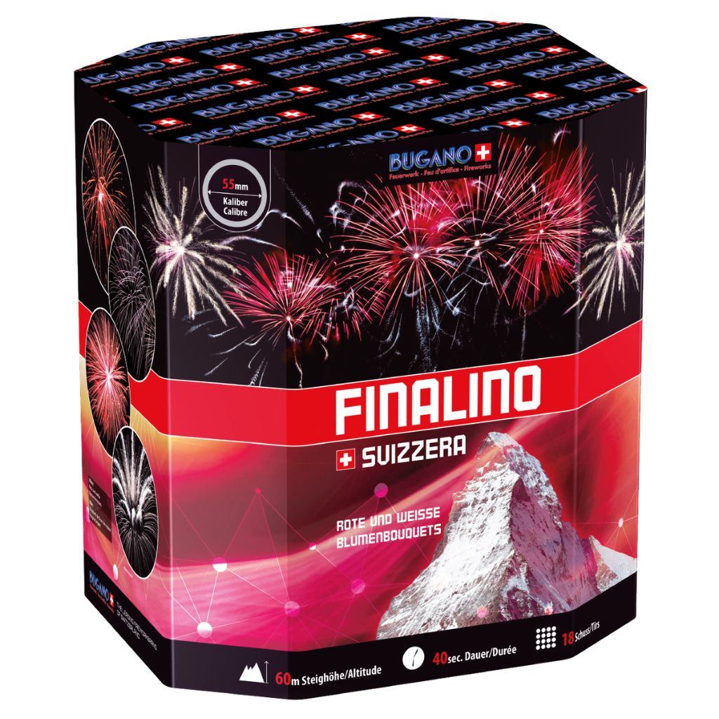 Bugano Finalino Svizzera Feuerwerksbatterie mit 15 Schuss Kategorie F3