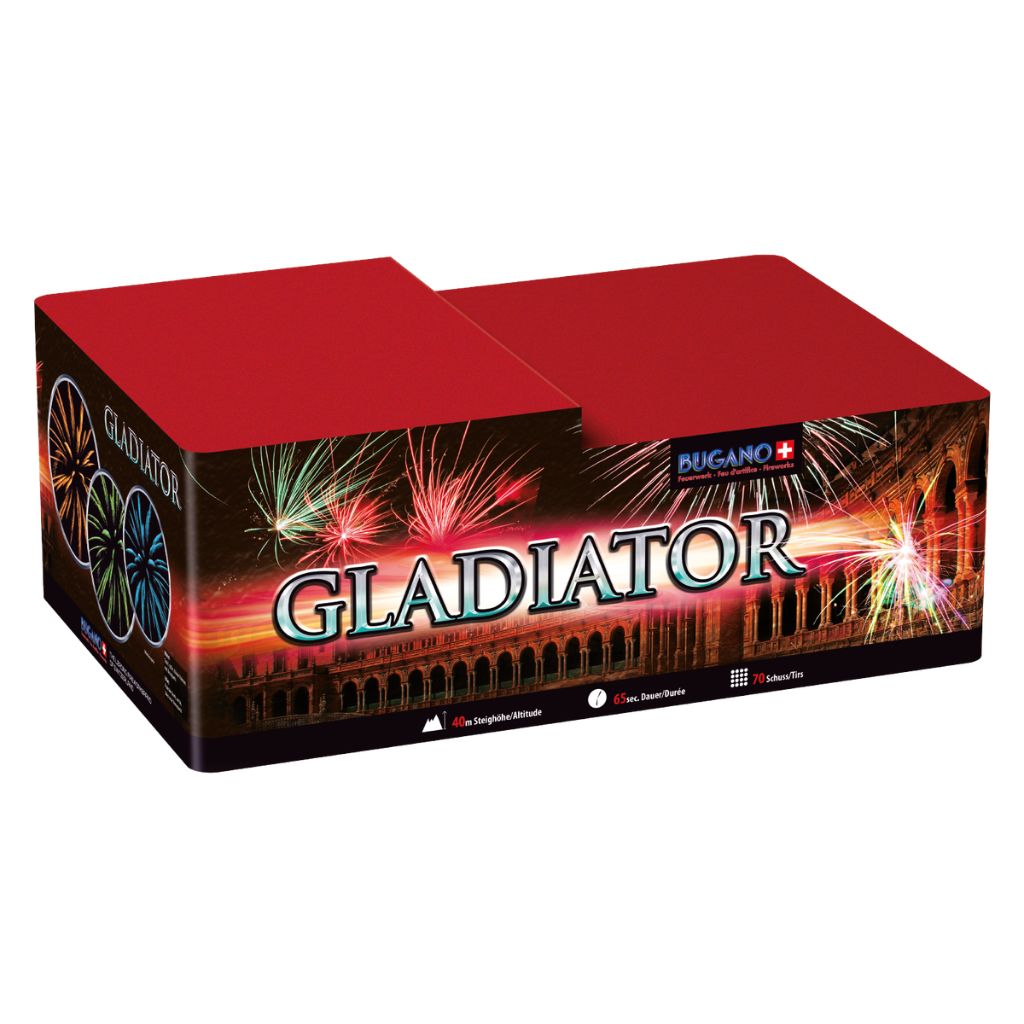 Bugano Gladiator Feuerwerksbatterie mit 70 Schuss Kategorie F3