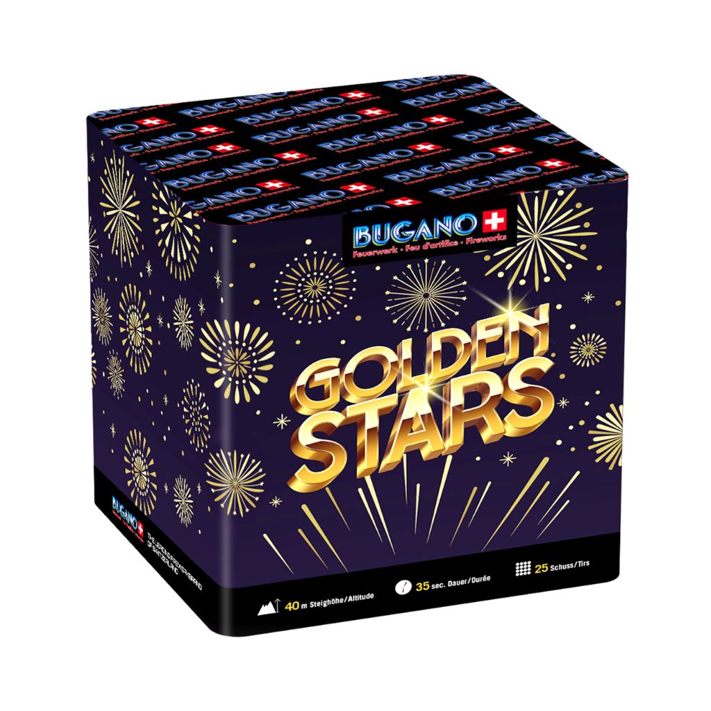 Bugano Golden Stars Feuerwerksbatterie mit 25 Schuss Kategorie F3