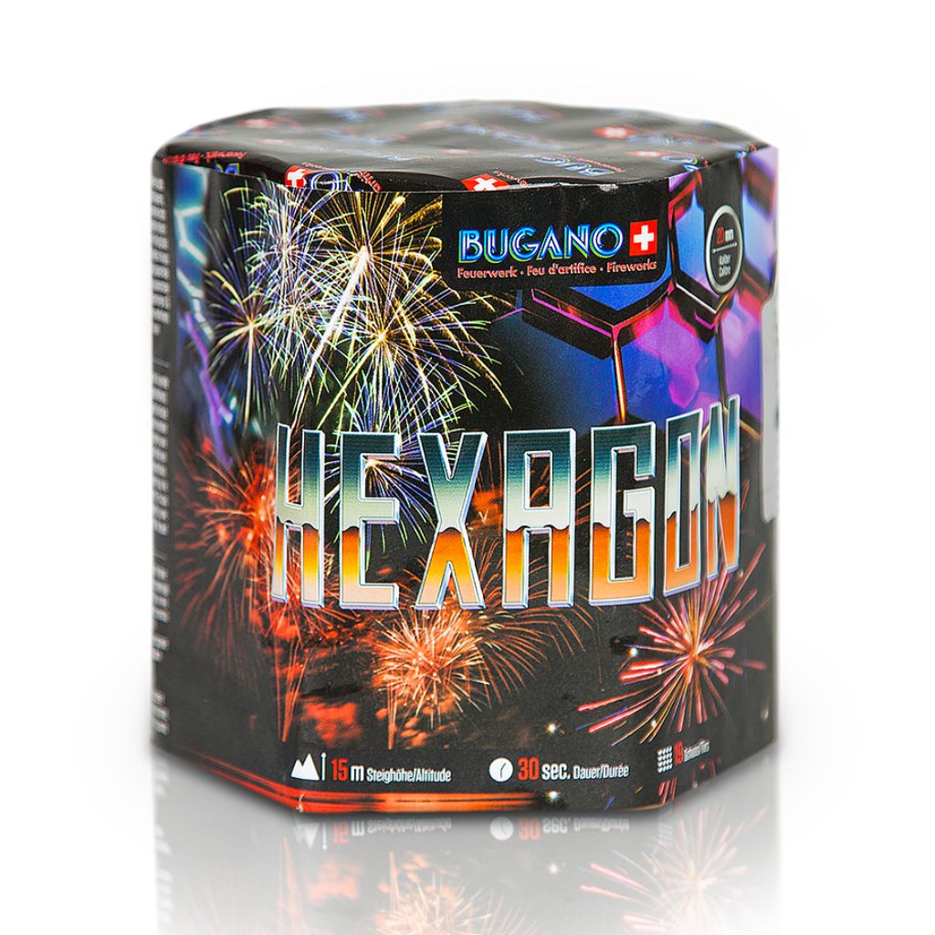 Bugano Hexagon Feuerwerksbatterie 19 Schuss Kategorie F3