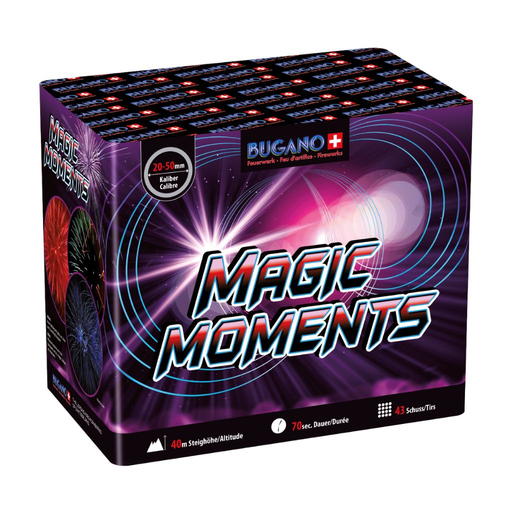 Bugano Magic Moments Feuerwerksbatterie mit 43 Schuss Kategorie F3
