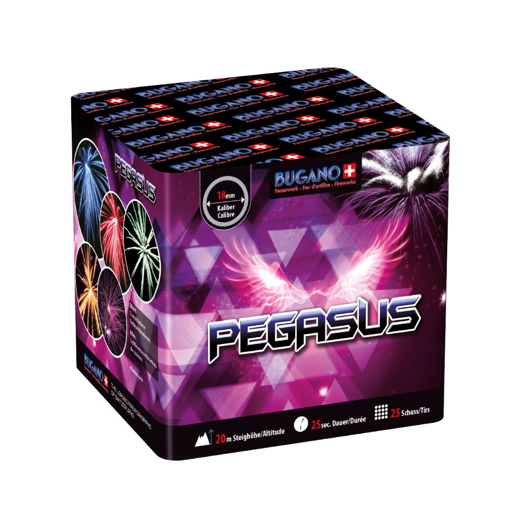 Bugano Pegasus Feuerwerksbatterie mit 25 Schuss Kategorie F3