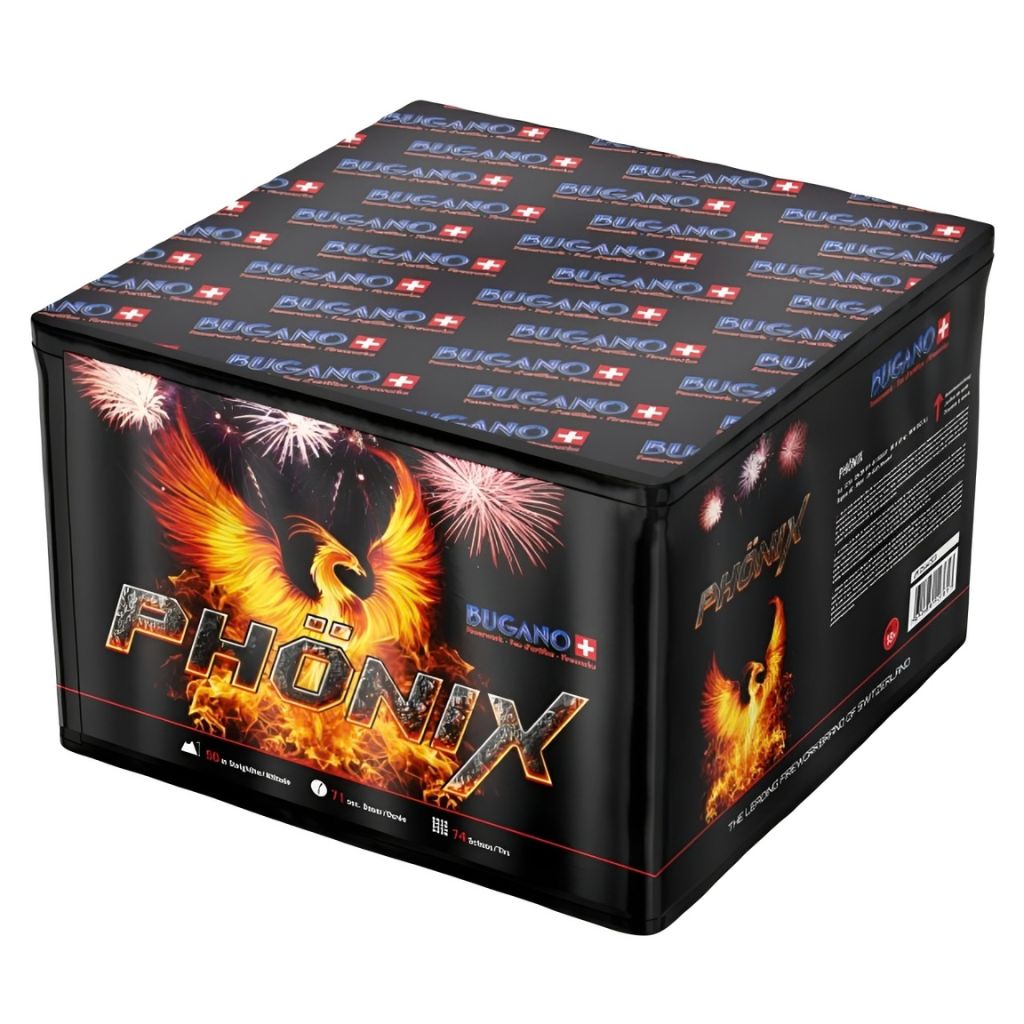 Bugano Phönix Feuerwerksbatterie mit 74 Schuss Kategorie F3
