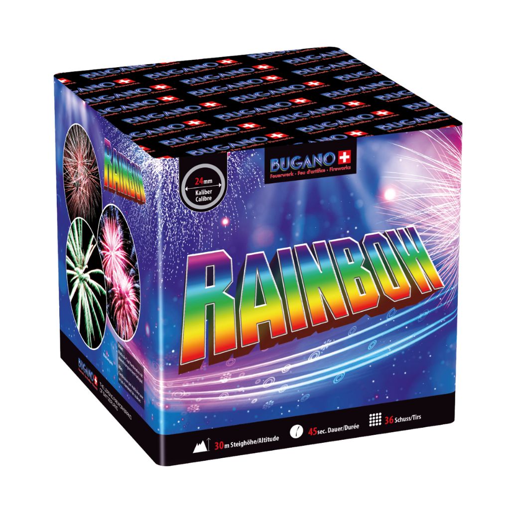 Bugano Rainbow Feuerwerksbatterie mit 36 Schuss Kategorie F3