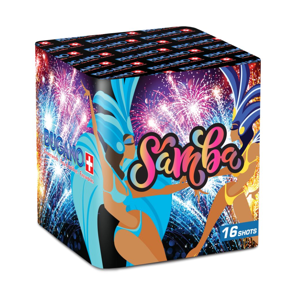 Bugano Samba Feuerwerksbatterie mit 16 Schuss Kategorie F3