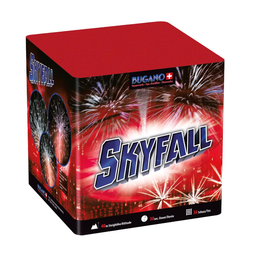 Bugano Skyfall Feuerwerksbatterie mit 36 Schuss Kategorie F3