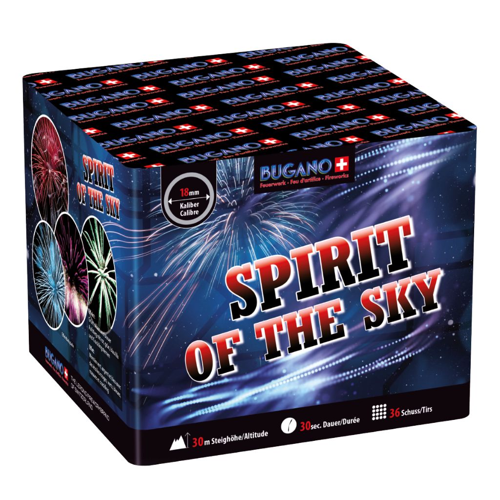 Bugano Spirit of the Sky Feuerwerksbatterie mit 36 Schuss Kategorie F3