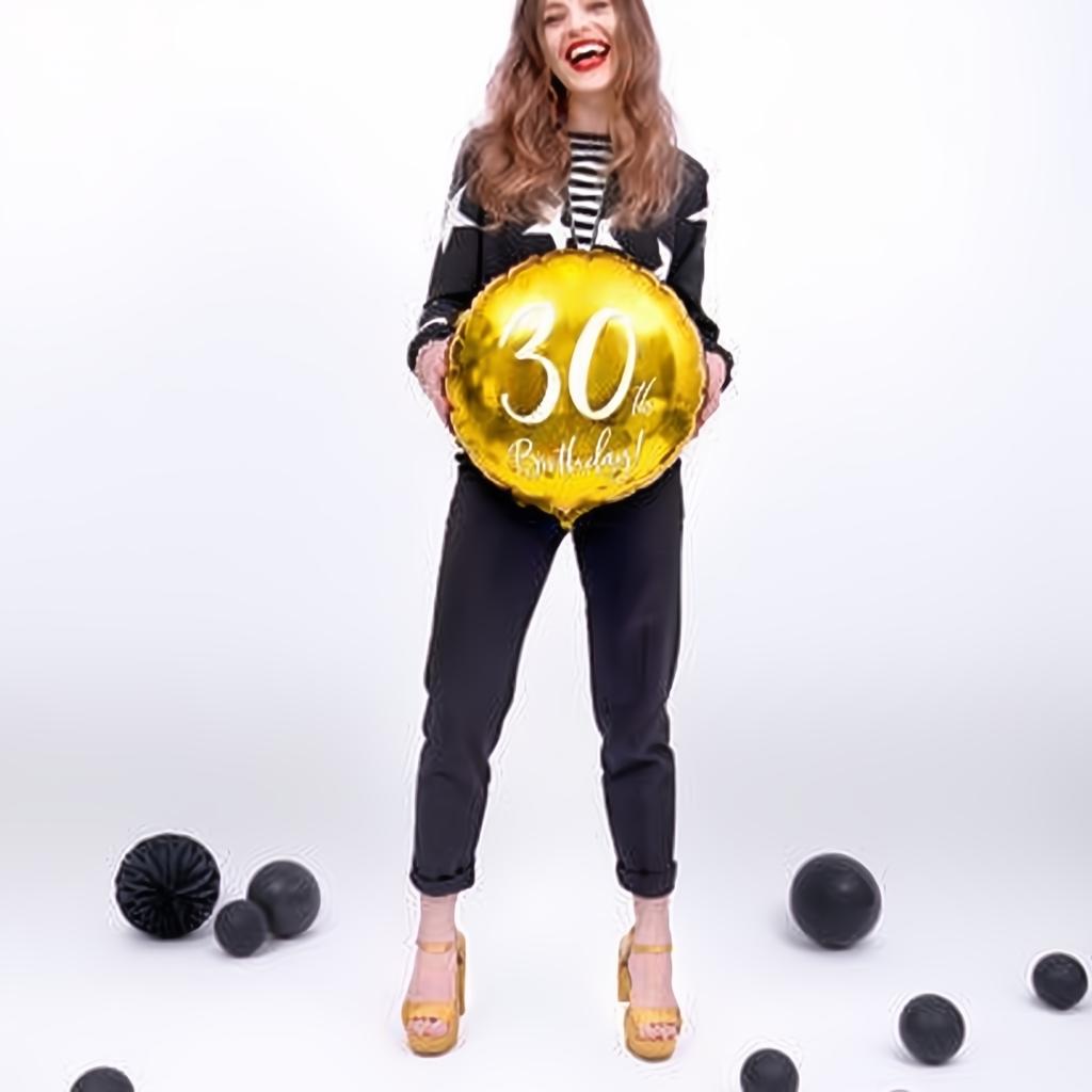 Folienballon 30th Birthday, gold, 45cm PartyDeco 2
