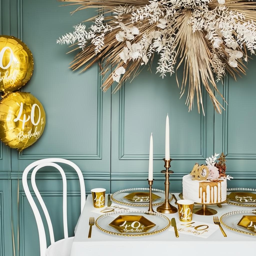 Folienballon 40th Birthday, gold, 45cm PartyDeco 5