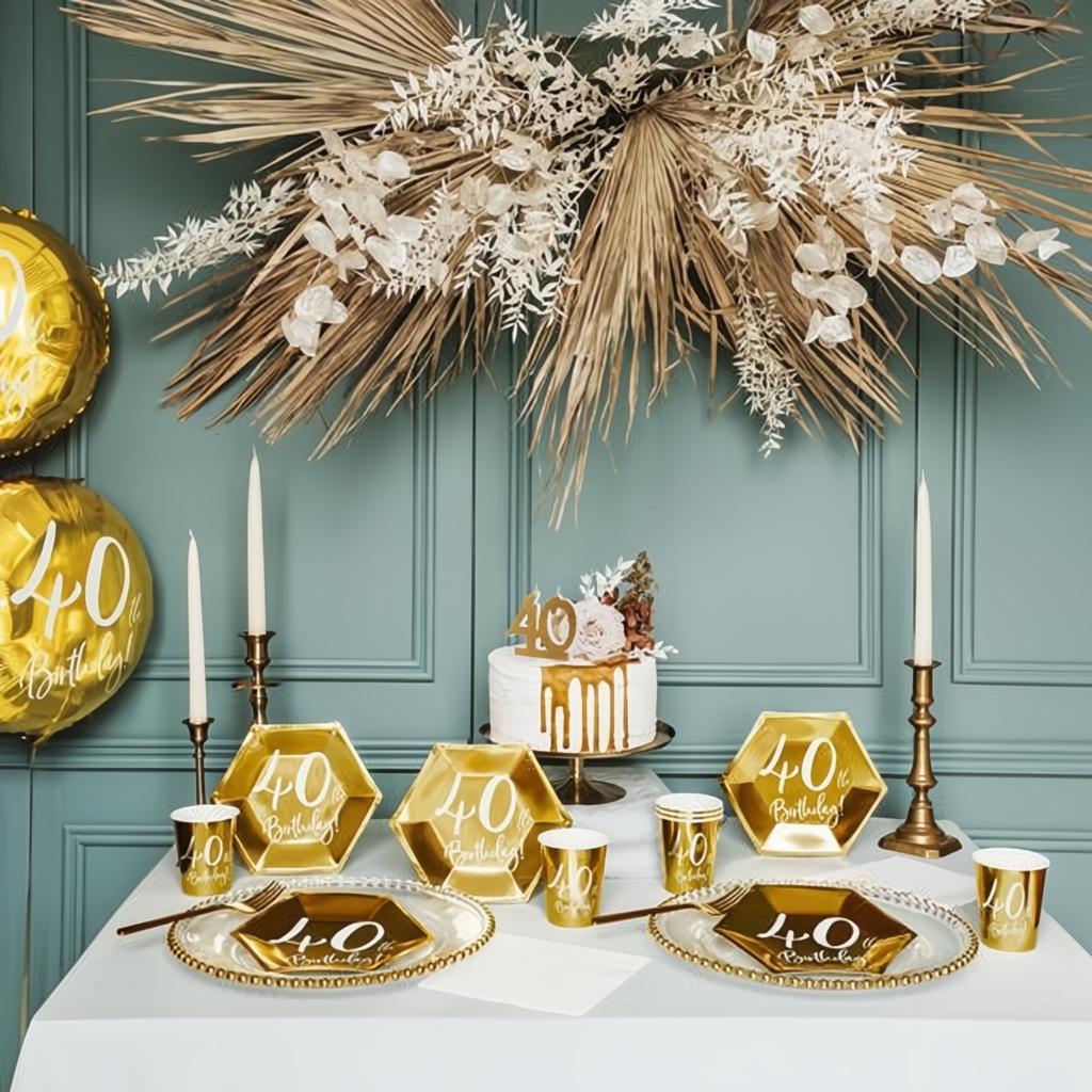 Folienballon 40th Birthday, gold, 45cm PartyDeco 6