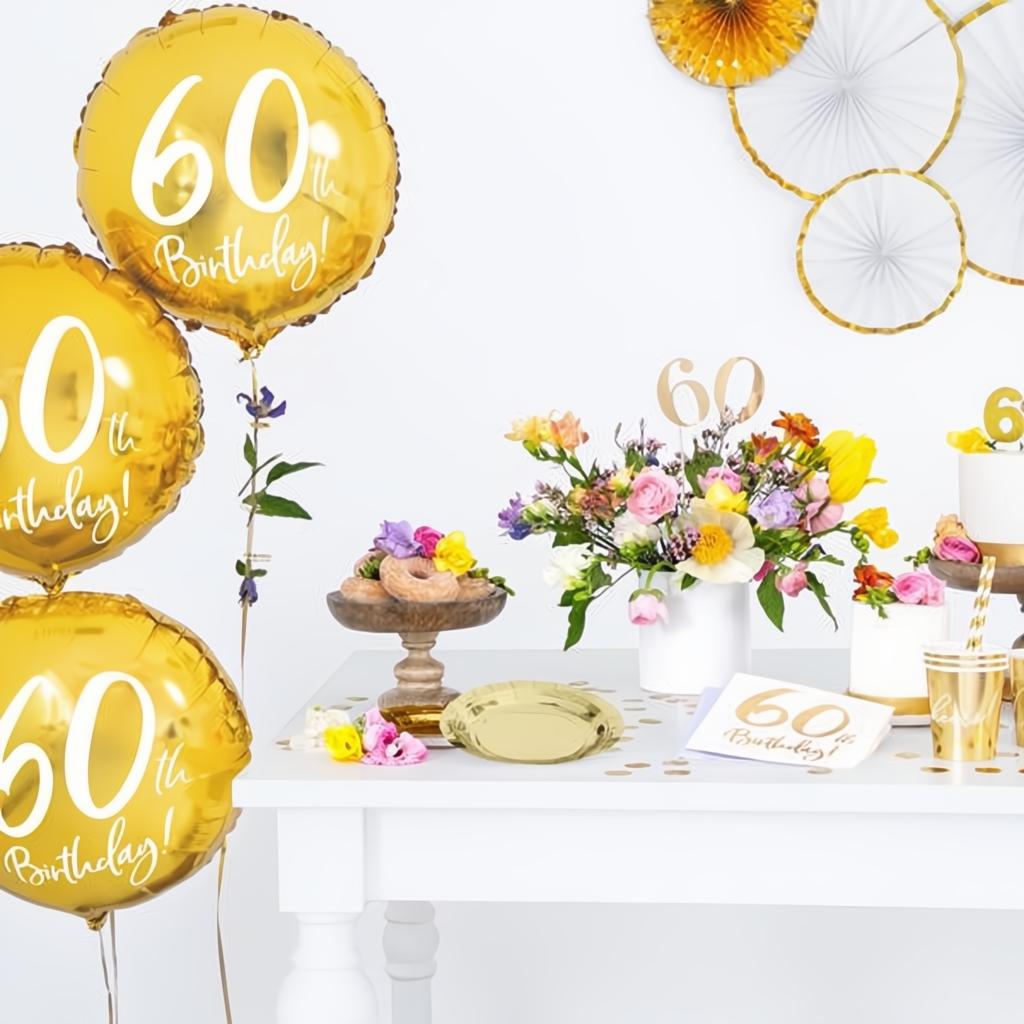 Folienballon 60th Birthday, gold, 45cm PartyDeco 3