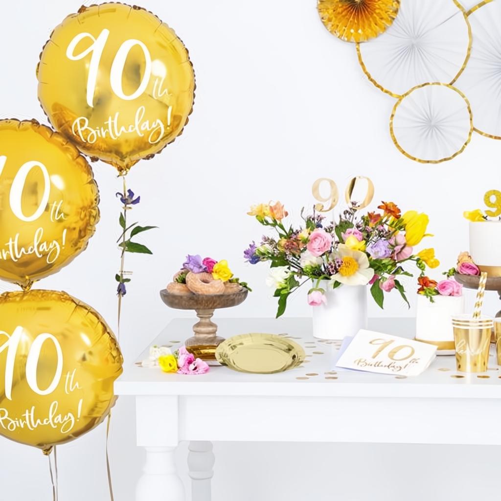 Folienballon 90th Birthday, gold, 45cm PartyDeco 3