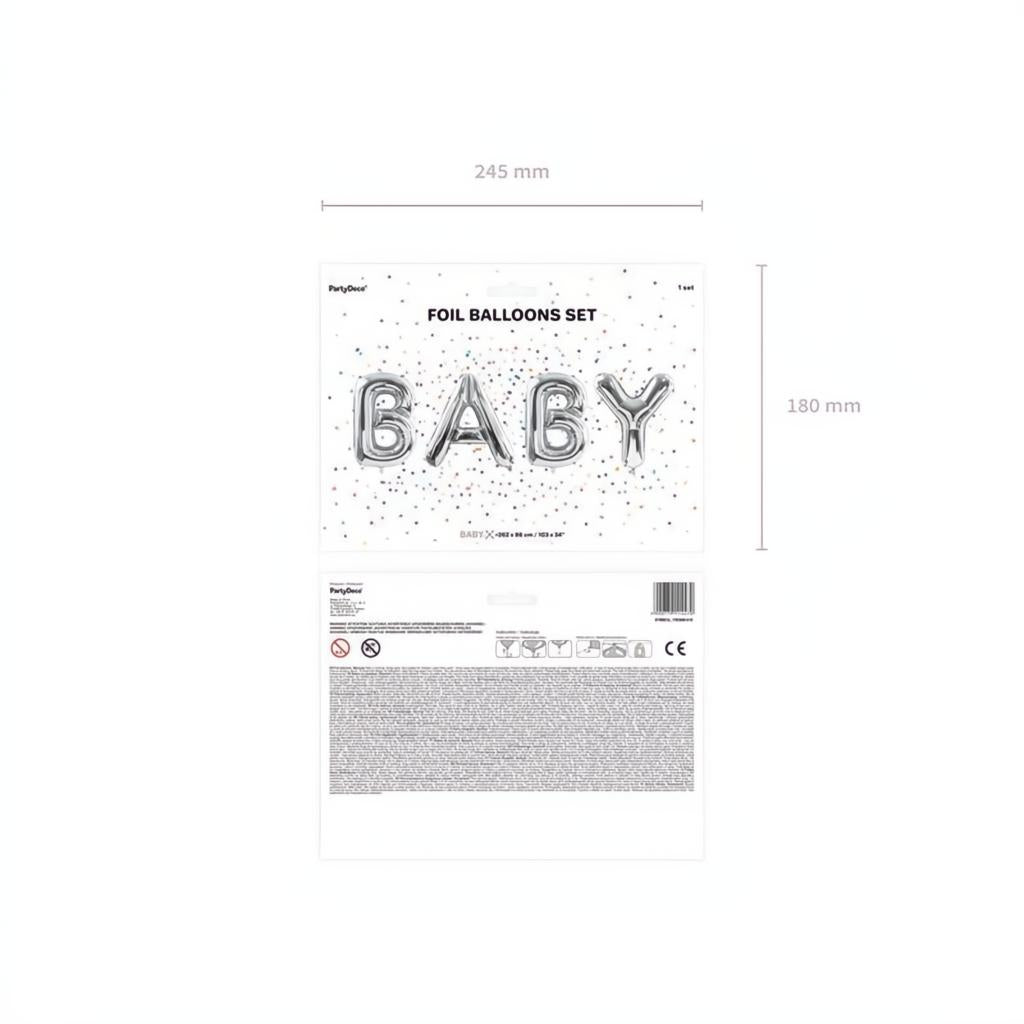 Folienballon Baby, 262x86cm, silber PartyDeco 2