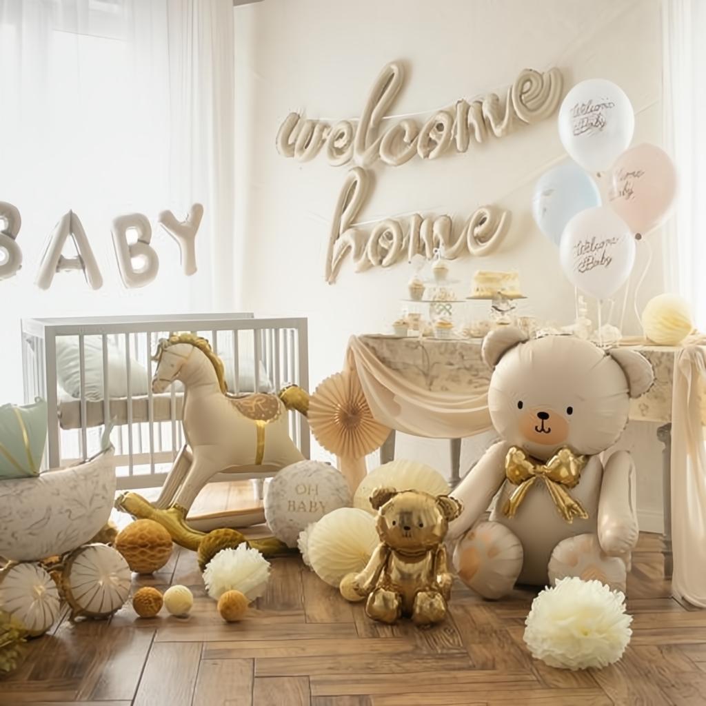Folienballon Bär, 75x84 cm, cremefarben PartyDeco 3