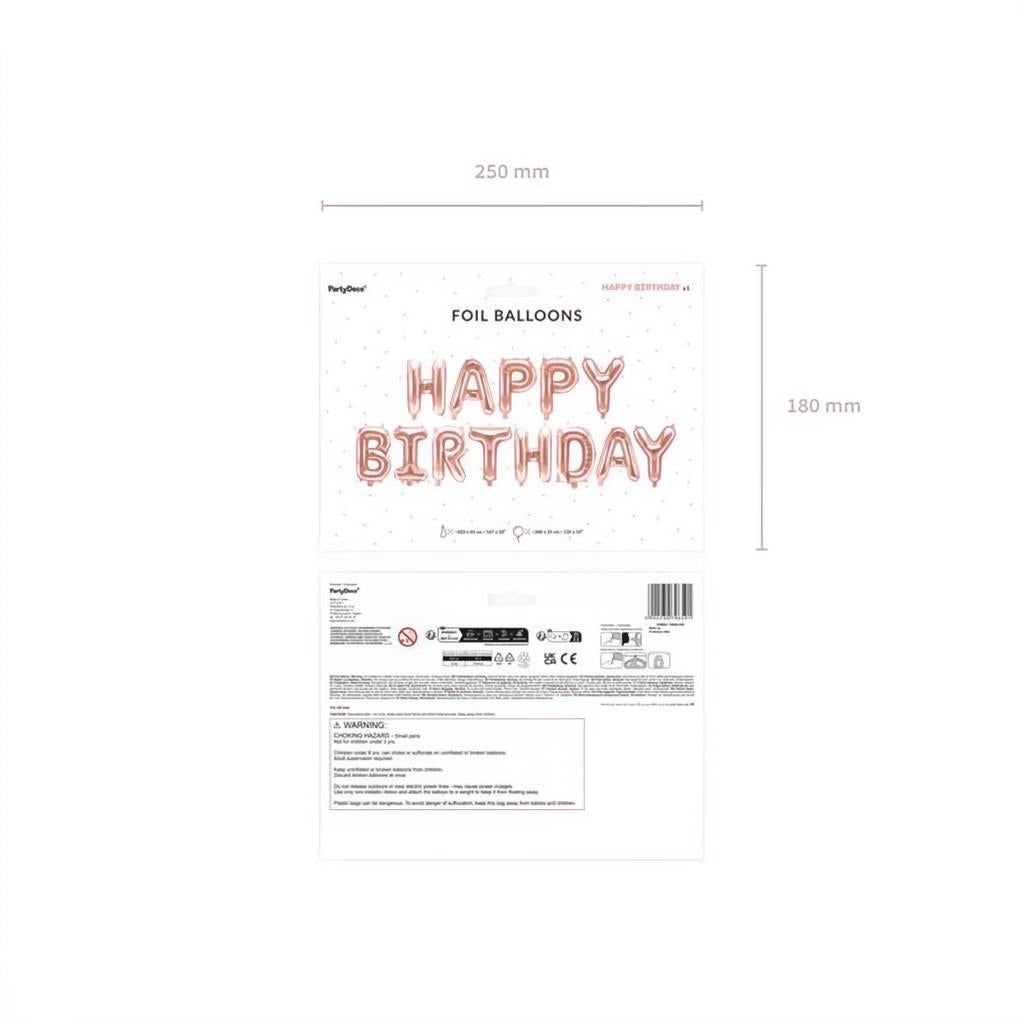 Folienballon Happy Birthday, 340x35cm, roségold PartyDeco 2
