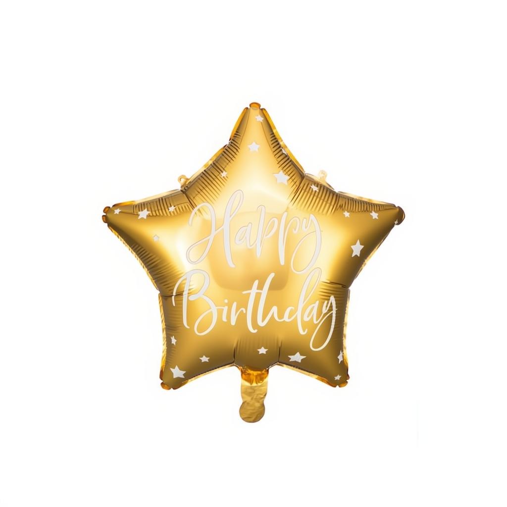 Folienballon Happy Birthday, 40cm, gold PartyDeco 1