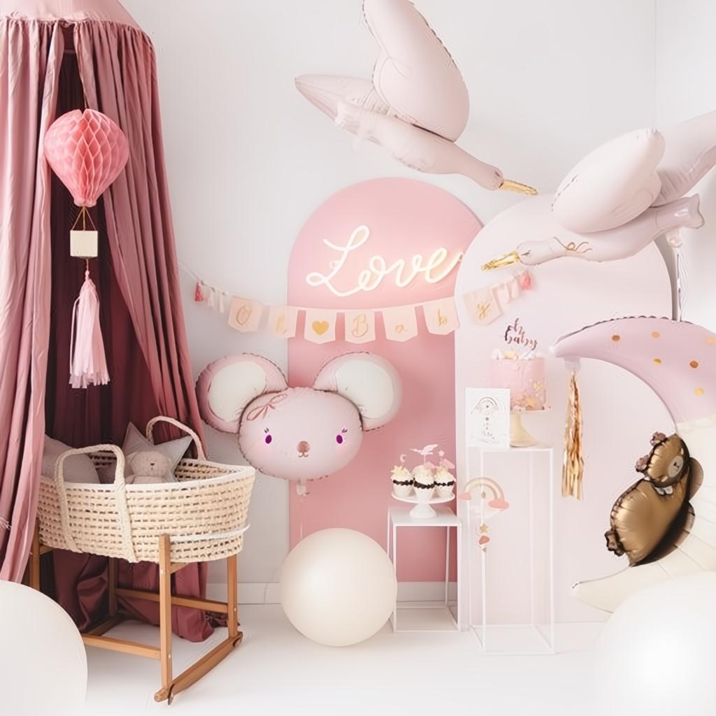 Folienballon Maus, 96x64 cm, hellrosa PartyDeco 3