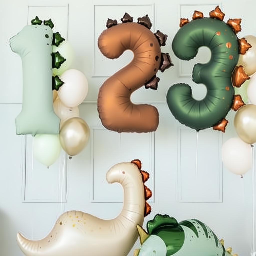 Folienballon Zahl ''3'' Dinosaurier, 92 cm PartyDeco 3