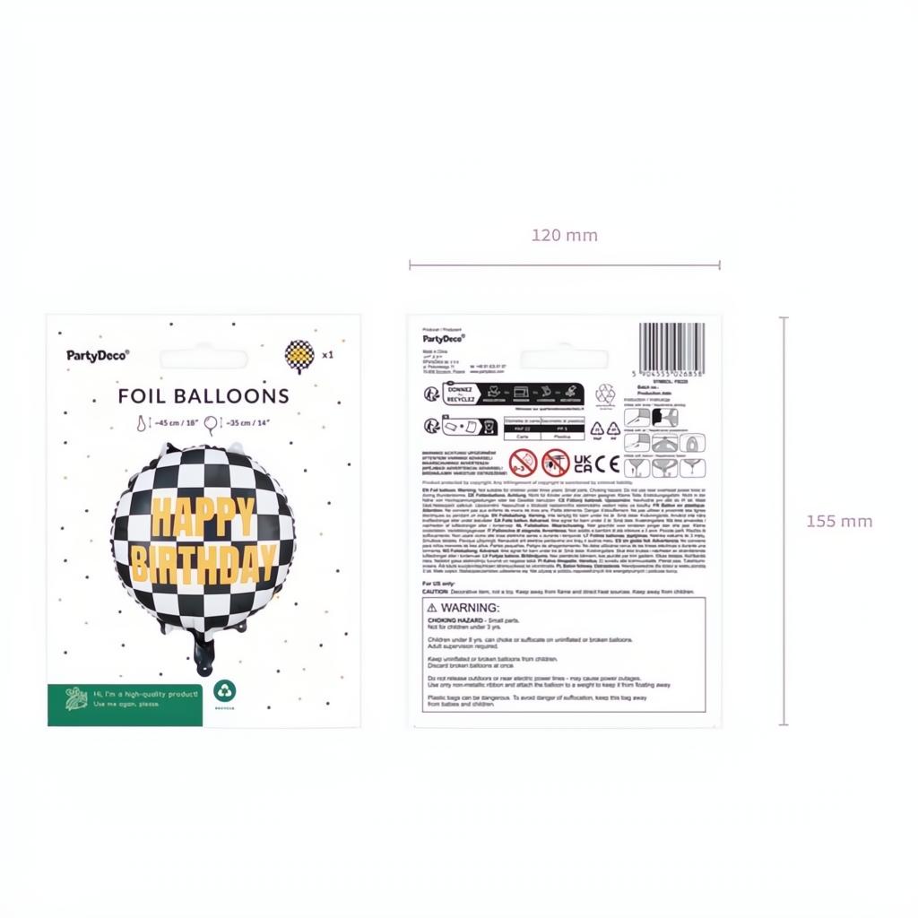 Folienballon Zielflagge, 45 cm PartyDeco 8