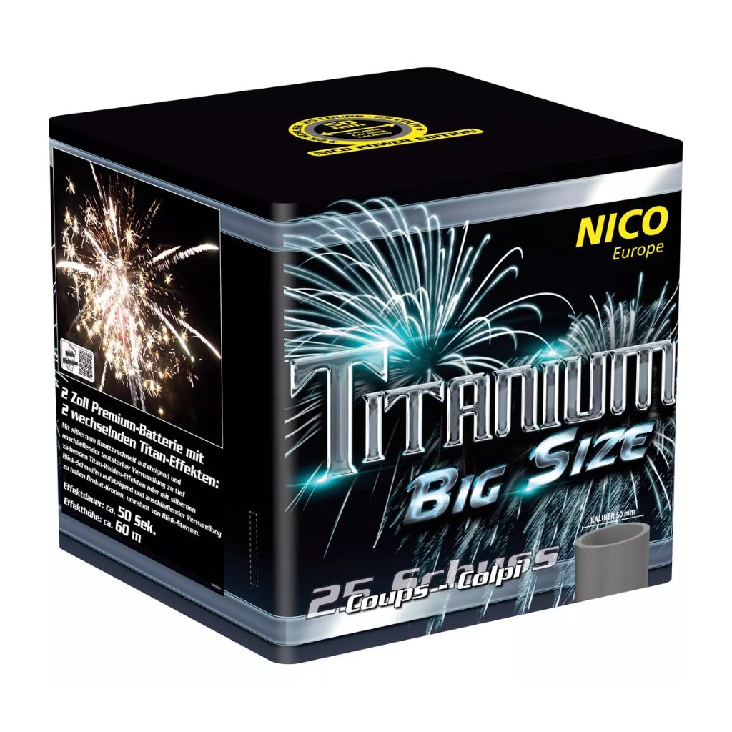 Nico Titanium Big Size Feuerwerksbatterie mit 25 Schuss Kategorie F3