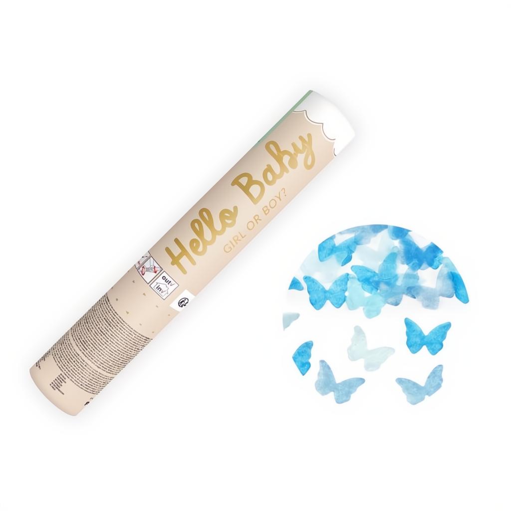 Rohr Boy schiesst blaue Schmetterlinge, 20 cm PartyDeco 1