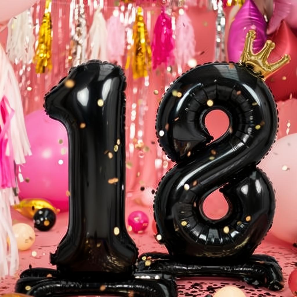Stehender Folienballon Zahl ''18'', 84 cm, schwarz PartyDeco 2