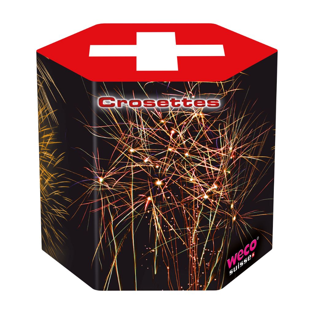 Weco Cal 50 Crosettes Feuerwerksbatterie mit 18 Schuss Kategorie F3