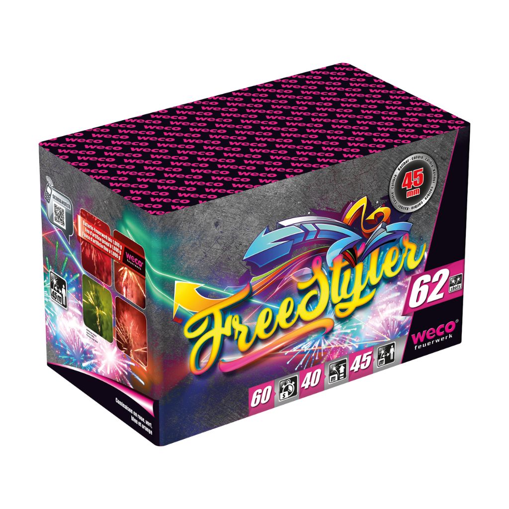 Weco Freestyler Feuerwerksbatterie mit 62 Schuss Kategorie F3
