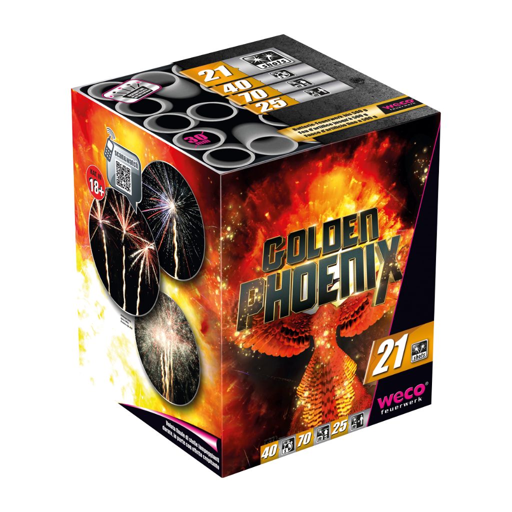 Weco Golden Phoenix Feuerwerksbatterie mit 21 Schuss Kategorie F3
