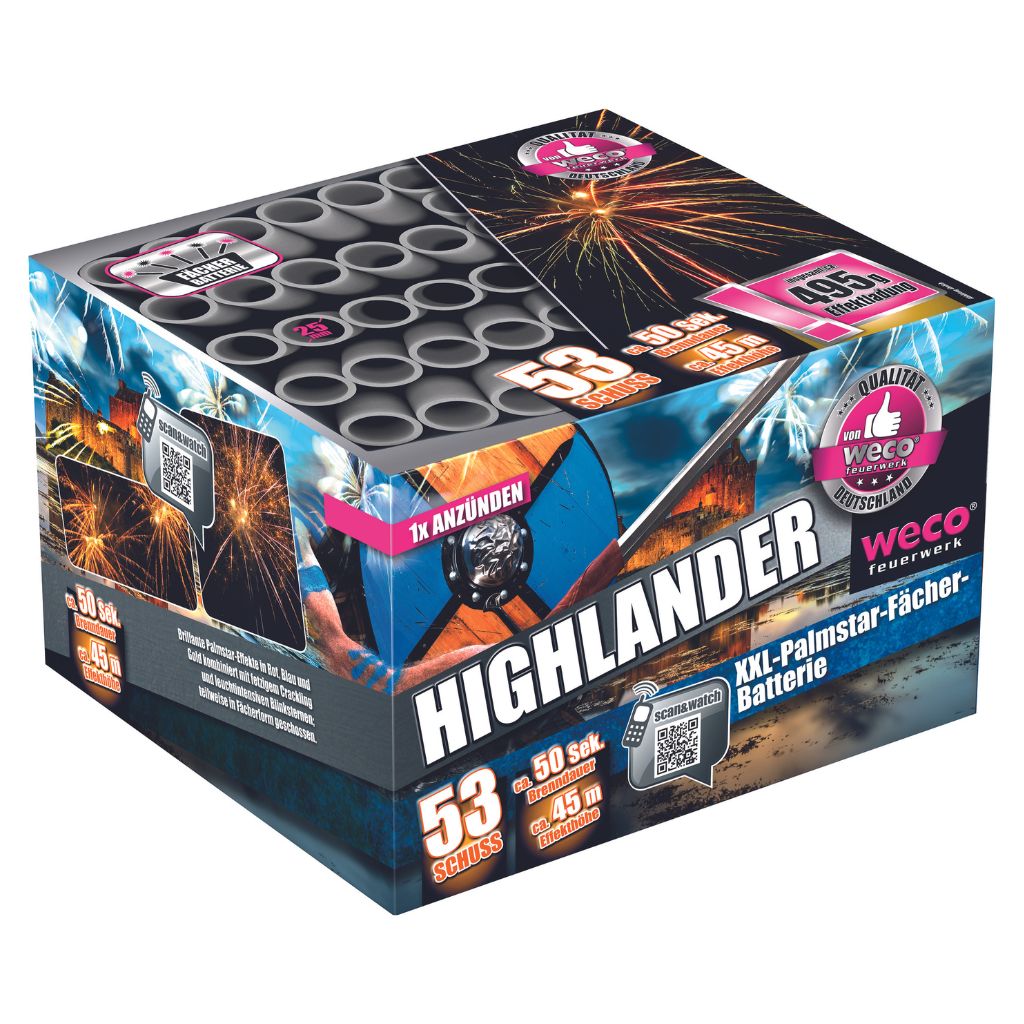 Weco Highlander Feuerwerksbatterie mit 53 Schuss Kategorie F3