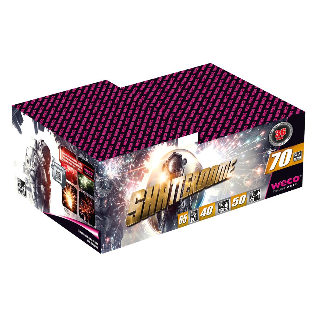 Weco Shatterdome Feuerwerksbatterie mit 70 Schuss Kategorie F3