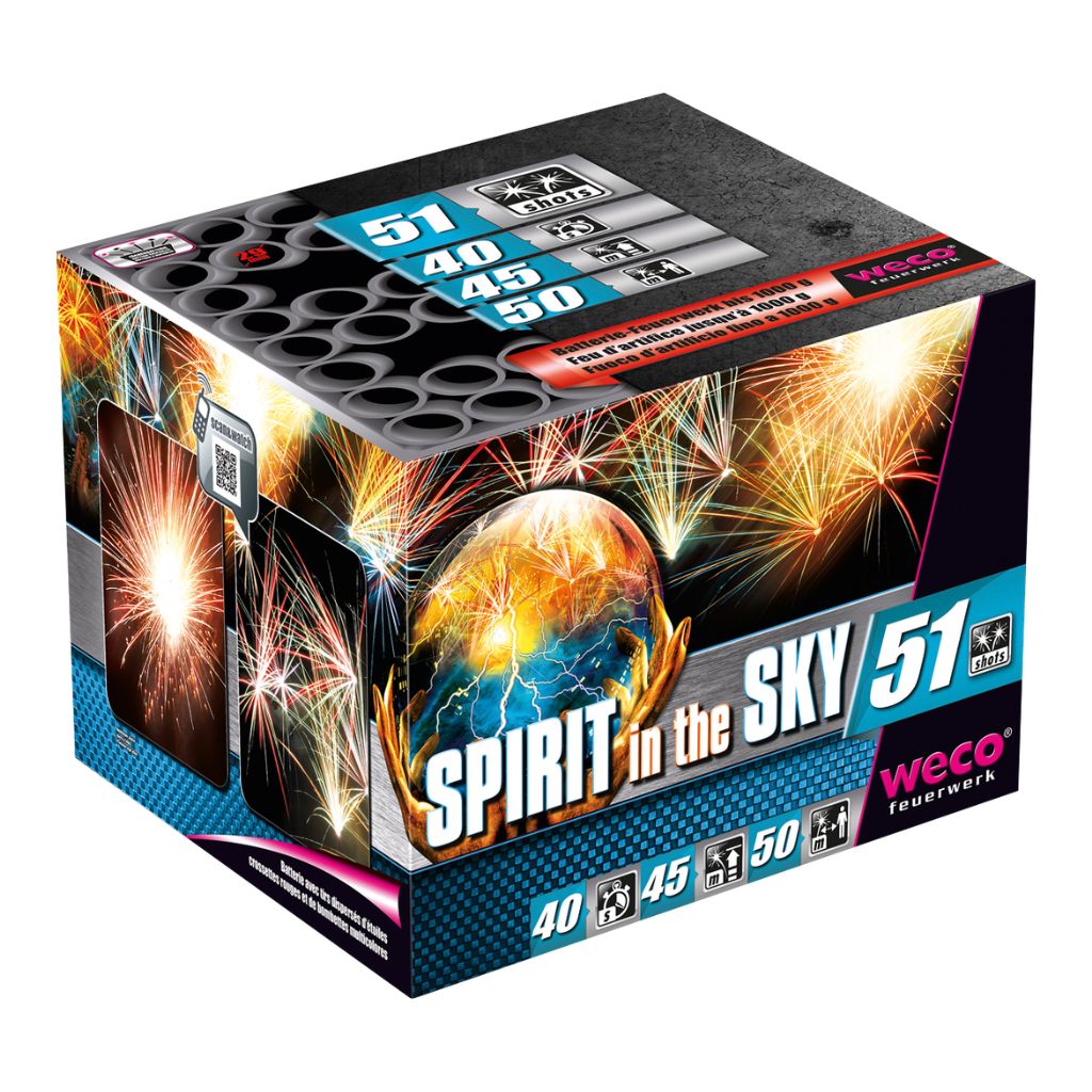Weco Spirit in the Sky Feuerwerksbatterie mit 51 Schuss Kategorie F3