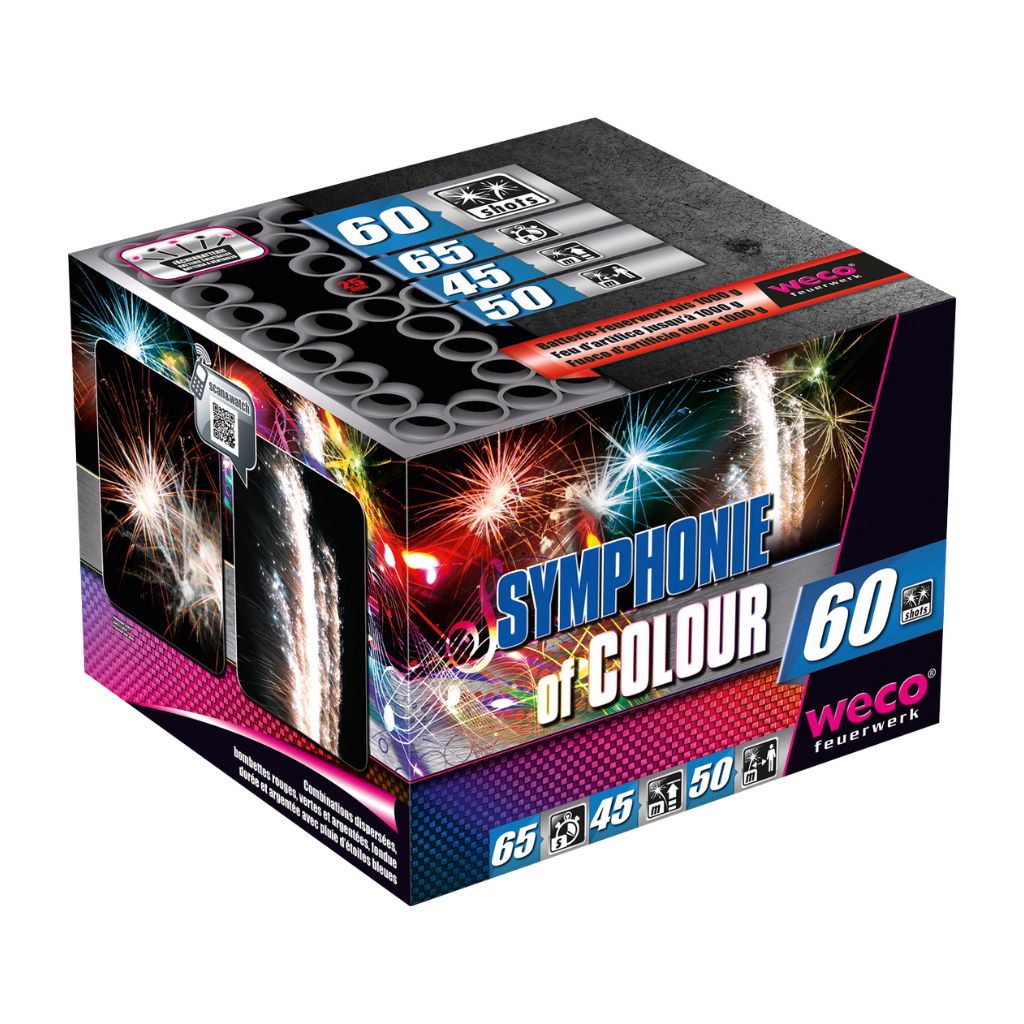 Weco Symphonie of Colour Feuerwerksbatterie mit 60 Schuss Kategorie F3